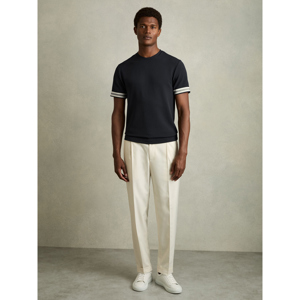 REISS EMMERSON Tape Cuff Textured T Shirt